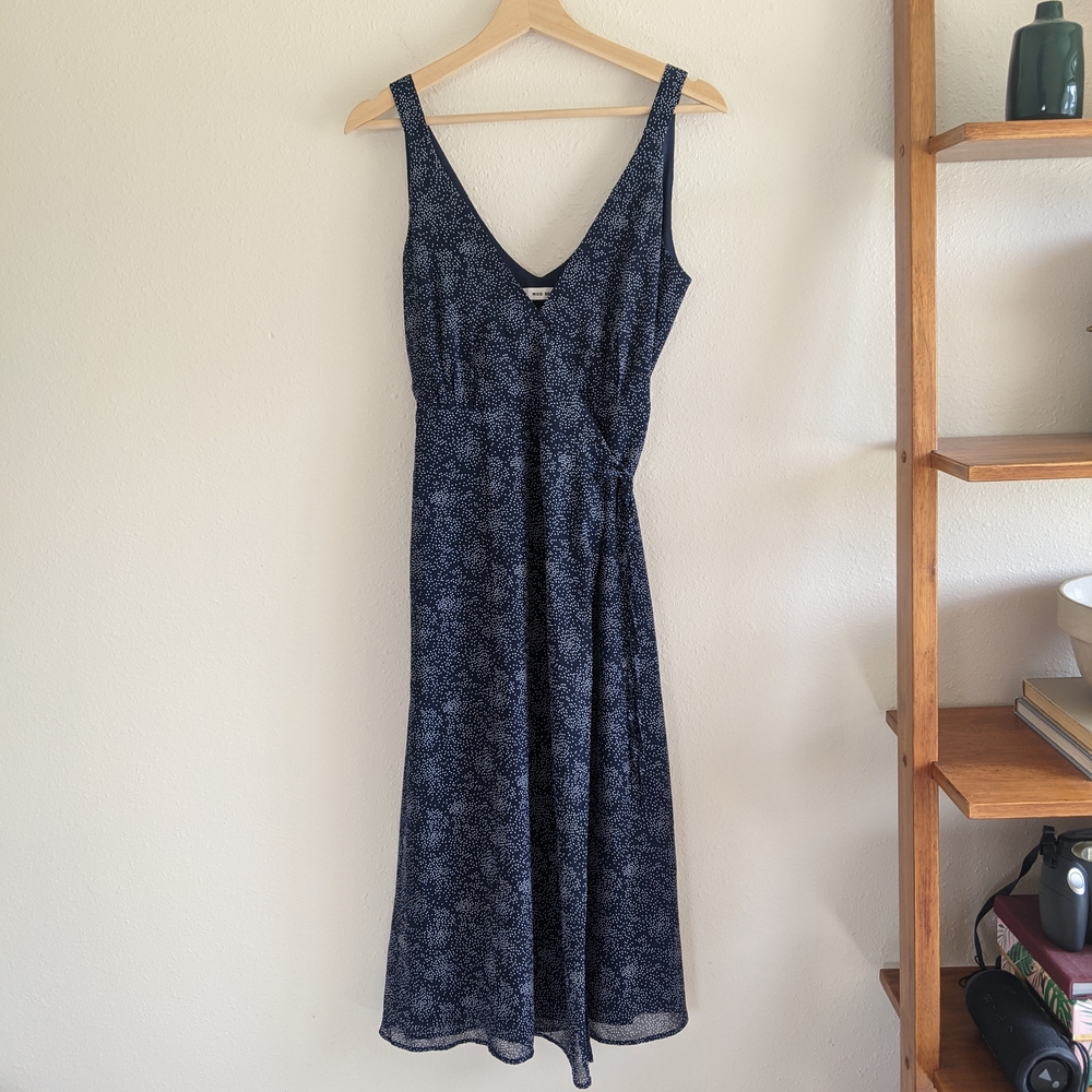 Mod Ref Raquel Wrap Dress - Navy Blue/White Polka Dots Sz S